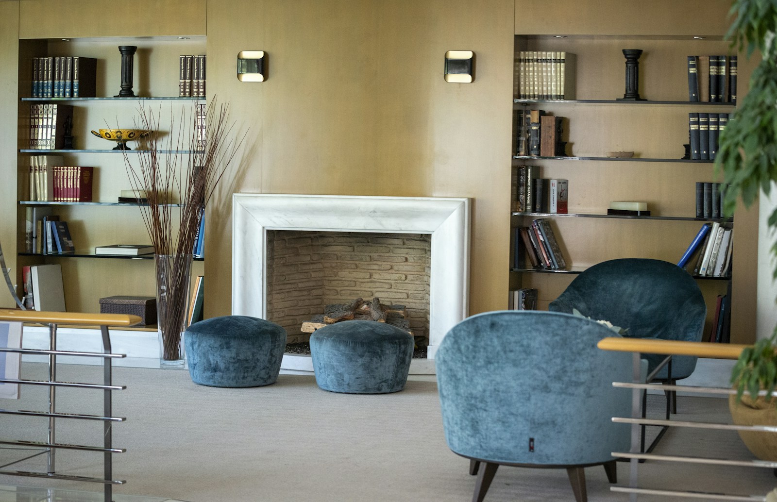 Cozy Living Room With Fireplace And Bookshelves Jigsaw Puzzle Free Online Jigsaw Puzzle