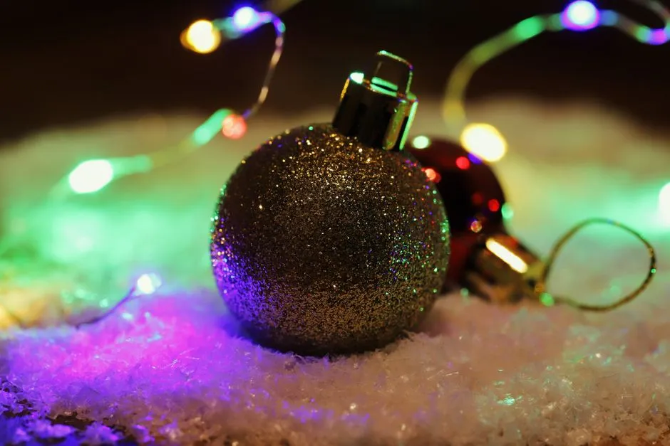Festive Christmas Ornaments With Sparkling Lights Jigsaw Puzzle Free Online Jigsaw Puzzle