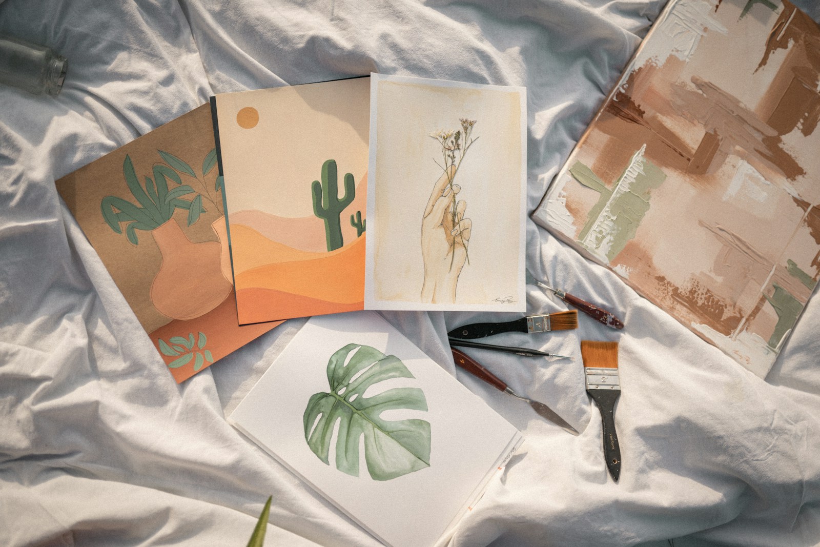A Table Topped With Lots Of Art Supplies Jigsaw Puzzle Free Online Jigsaw Puzzle
