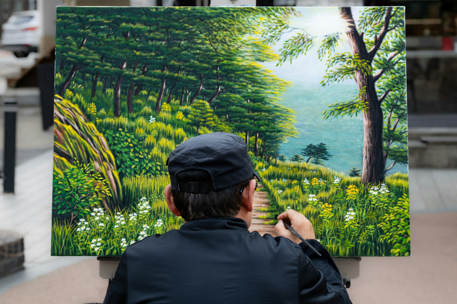 An Artist Paints A Beautiful Forest Landscape Jigsaw Puzzle Free Online Jigsaw Puzzle